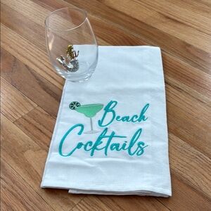 Mermaid Glass & Beach Cocktail Towel
